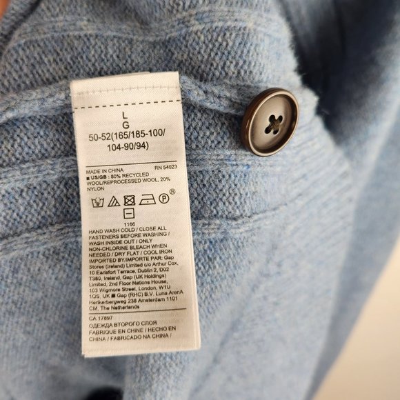 Banana Republic Italian Wool Blend Raglan Button Sweater sz L - Picture 7 of 8